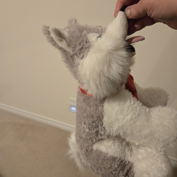 Plush Husky Dog Toy in Grey & White with Red Bandana - Soft Chewable Plush - Picture 2 of 4